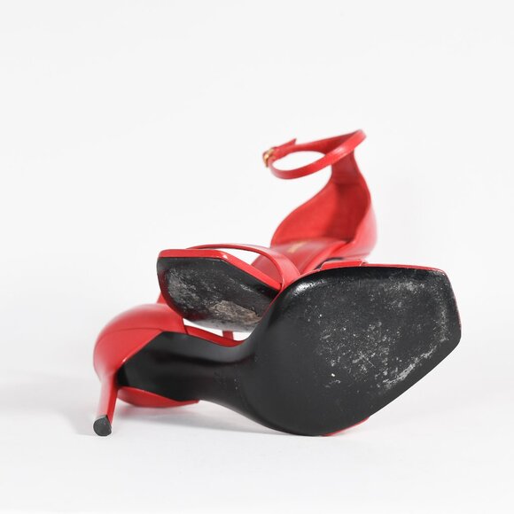 Saint Laurent Amber 85 Red Leather Sandals – Iconic and Elegant Design - Picture 9 of 15